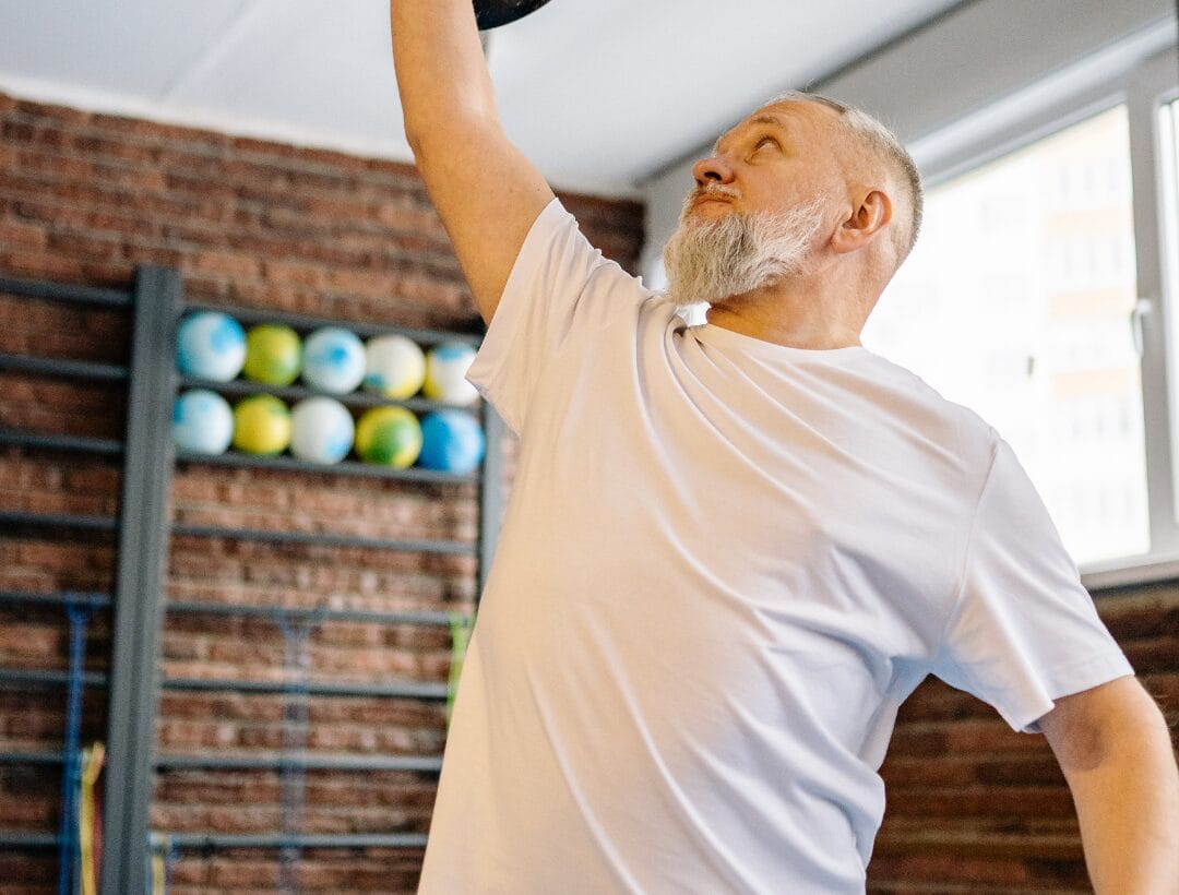 elderly man stretching fitness exercise