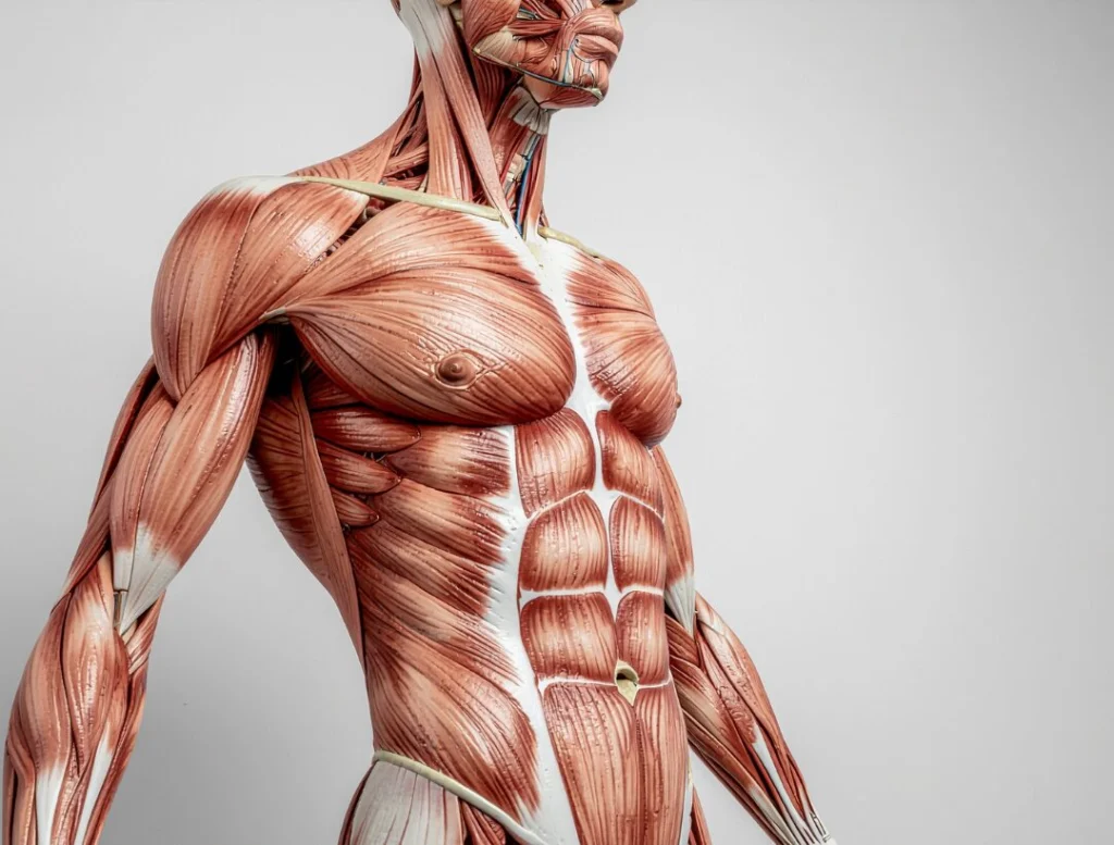 Anatomical muscle diagram of male physique