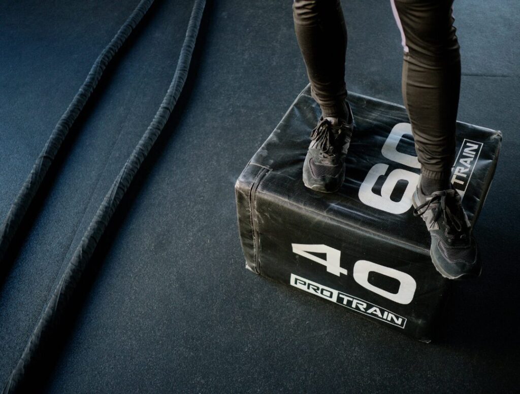 box jump training equipment in gym