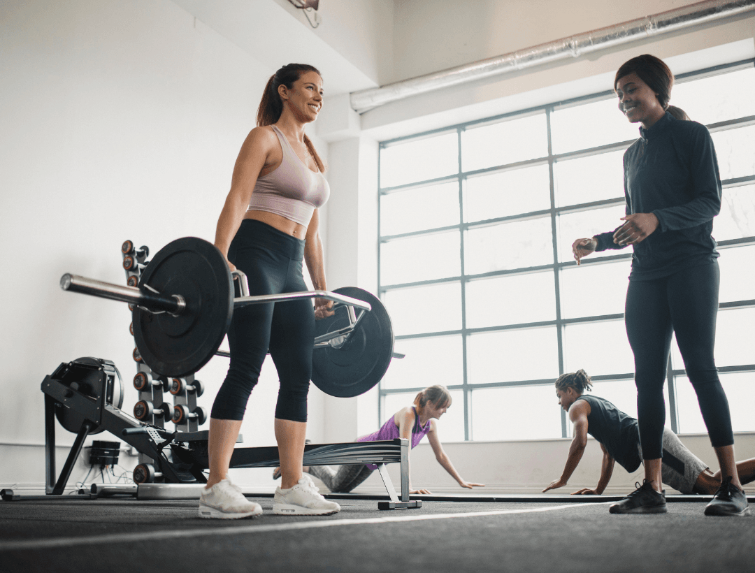 Woman doing a trap bar deadlift