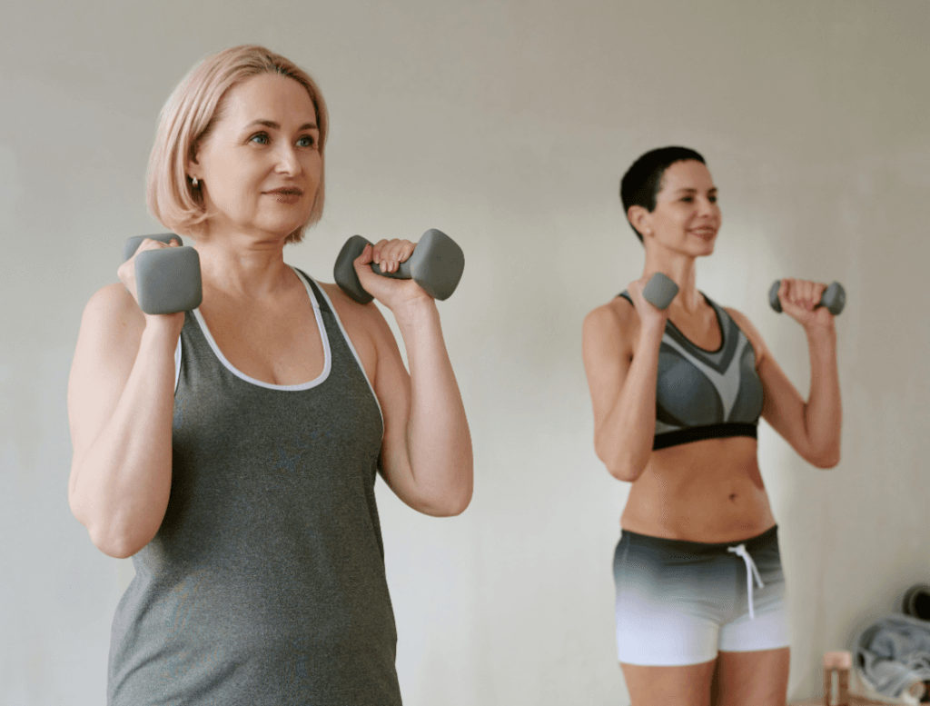 Women doing bicep curls